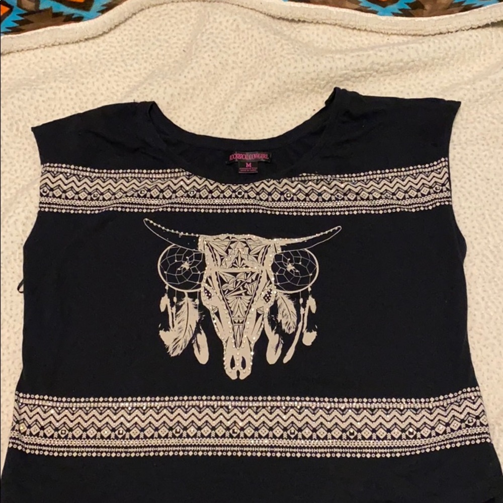 Woman’s Boho bull skull blouse